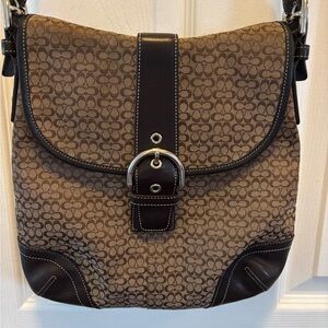 Coach VINTAGE F3K-6376 SoHo Mini Signature C Flap Crossbody Tan/Brown Bag EUC